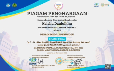 Prestasi Tingkat Nasional Siswa MA MUTU Pekanbaru kembali Raih Perunggu di OBA ke-8 Nasional 2025